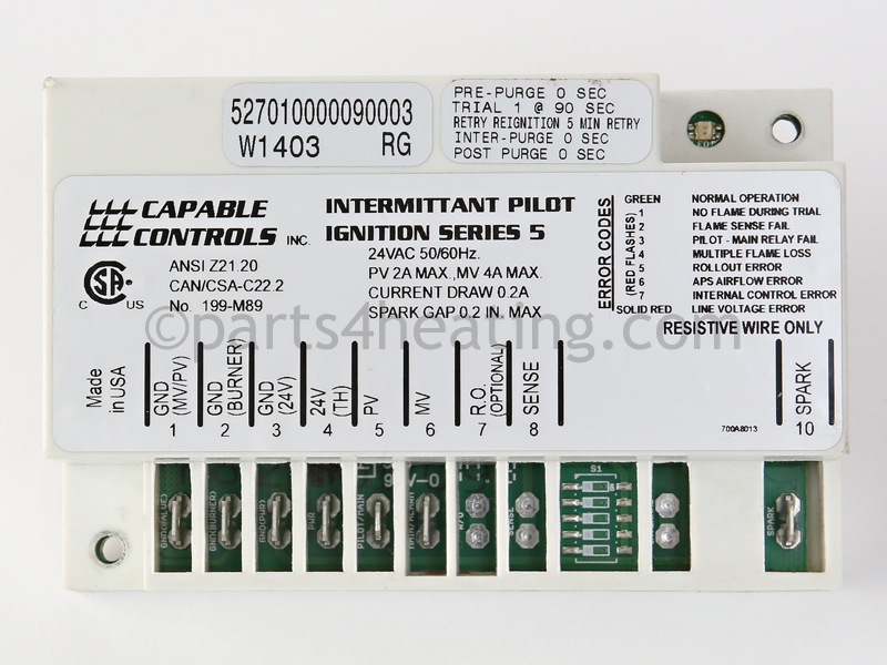 Capable Controls 527010000090003 - Ignition Control (Capable - new) -  Parts4Heating.com