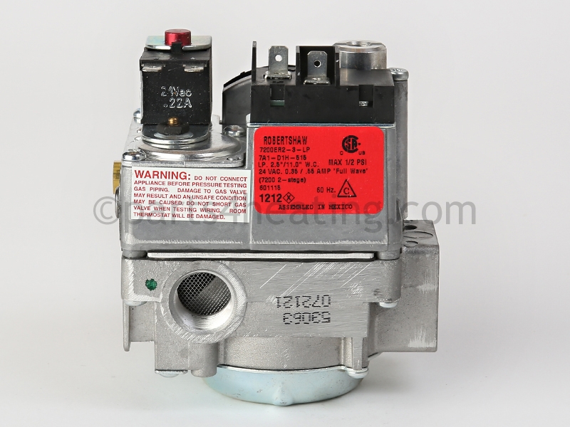 Raypak 601115, Robertshaw 7200ER2-3-LP, 7A1-D1H-515 Combination Valve LP,  Propane Gas, Standing Pilot, 2 Stage - Parts4Heating.com